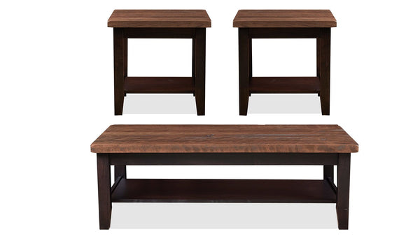 Conjunto de 3 piezas San Antonio Brown Mesa de Cocktail & 2 Mesas Laterales